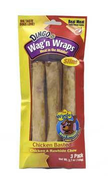 Dingo Wag'n Wrap Slims Chicken Basted 3 Pk 3.7 oz.