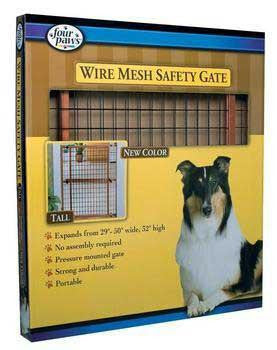 Four Paws Wood Frame Gate with Coated Wire Dark Stain 2HX29.5-50W