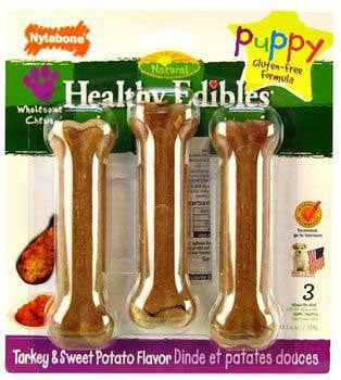 Nylabone Edible Sweet Potato-Turkey Puppy 3Pk