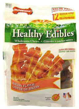 Nylabone Edible Long Lasting Bacon Pouch 12Count