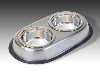 Stainless Steel Non Skid Double Dish 4 oz.