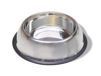 Stainless Steel Non Tip Dish W-Rubber Ring 32 oz.