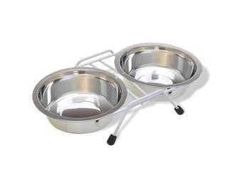 Stainless Steel Double Dish In Wire Rack 16 oz.