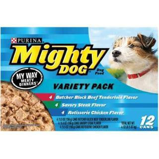 Mighty Dog My Way Meaty Dinners Variety Pack 2-12-5.5 oz. - 4 Each Chicken, Tenderloin, Steak