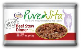 Pure Vita Grain Free Beef Stew Cat Food, 12-5oz