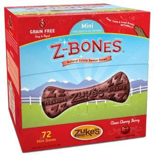 Zuke's Performance Z-Bone Mini Clean Cherry Berry - Shelf-Counter Display 72 Ct.