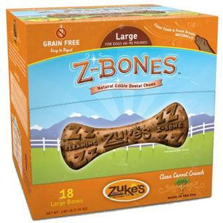 Zuke's Performance Z-Bone Large Clean Carrot Crunch - Shelf-Counter Display Box 18 Ct.