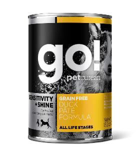 Petcurean GO! Sensitivity + Shine Grain Free Duck Dog Food 12-13.2 oz.