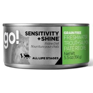 Petcurean GO! Sensitivity + Shine Grain Free Freshwater Trout + Salmon Cat Food 24-5.5 oz.