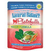 Natural Balance Indoor Formula Platefulls Salmon, Tuna,Chicken & Shrimp Formula In Gravy 24-3 oz.