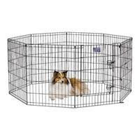 Midwest Black Exercise Pen with Door - 8 Panels Each 24" Wide-Black E-Coat Finish 24 X 24