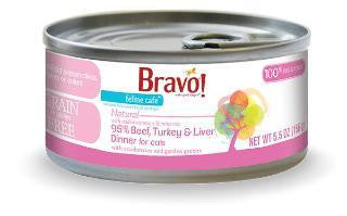 Bravo Feline Cafe 95% Beef, Turkey & Liver Dinner Cat 24-5.5z