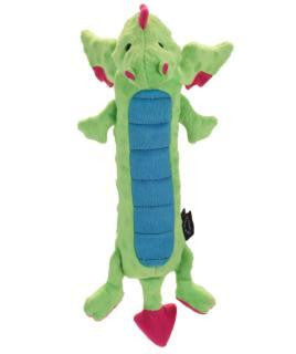 GoDog Skinny Dragon Green W-Chew Guard Large