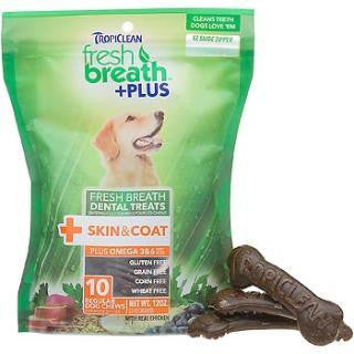 Tropiclean Fresh Breath Plus Treats - Skin & Coat (Large) 12oz