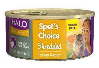 Halo Spot&amp;#039;s Choice For Dogs, Grain-Free Shredded Turkey &amp;amp; Chickpeas 12-5.5 oz.