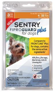 SENTRYe FiproGuarde Plus Dog Flea & Tick Spot-On 4-22lb 3ct