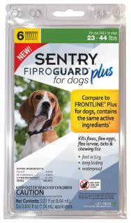 SENTRYe FiproGuarde Plus Dog Flea & Tick Spot-On 23-44lb 6ct