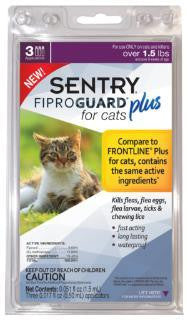 SENTRYe FiproGuarde Plus Cat Flea & Tick Spot-On Over 1.5lb 6ct