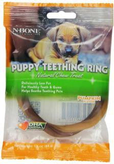 N-Bone Puppy Teething Ring Pumpkin Flavor Single 12 Count