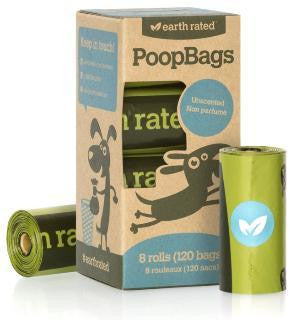 120-Count Earth Ratede Unscented Dog Waste Bags, 8 Refill Rolls 120ct