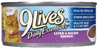 Delmonte 9 Lives Ground Liver & Bacon Dinner 24-5.5. oz. Cans