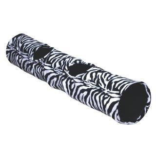 Pet Pals Zoom Zebra Zebra Print Crinkle Tunnel W- Feather