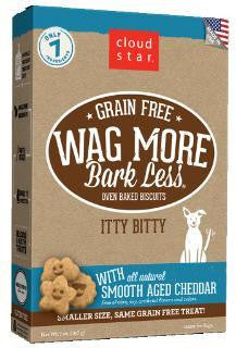 Wag More Bark Lesse Grain Free Itty Bitty Oven Baked Treats with Smooth Aged Cheddar 7Z