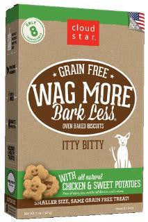 Wag More Bark Lesse Grain Free Itty Bitty Oven Baked Treats with Chicken and Sweet Potatoes 7Z