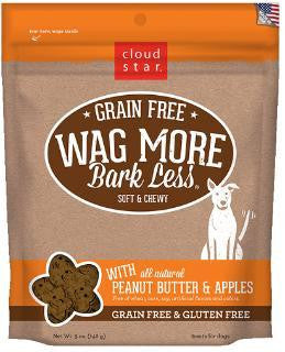 Wag More Bark Lesse Grain Free Soft & Chewy Treats with Peanut Butter & Apples 5Z