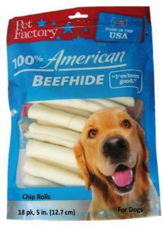 Pet Factory 18 Pk 5e USA Beefhide Chip Rolls