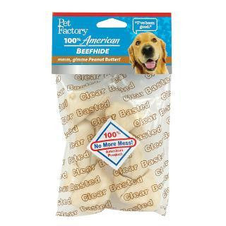 Pet Factory USA Clear 2 Pk Peanut Butter Beefhide Bone 4-5