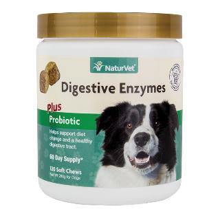 NaturVet Digestive Enzymes Plus Probiotics Soft Chew 120 ct.